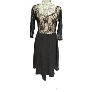 Black Lace & Sheer Skater‎ Dress Size Medium Whimsigoth Fairy Grunge Y2k 90s